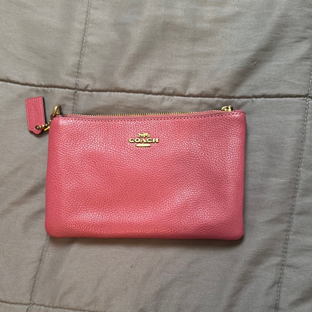 Coach Pink Clutch Leather Wristlet